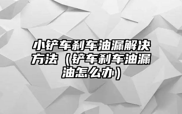 小鏟車剎車油漏解決方法（鏟車剎車油漏油怎么辦）