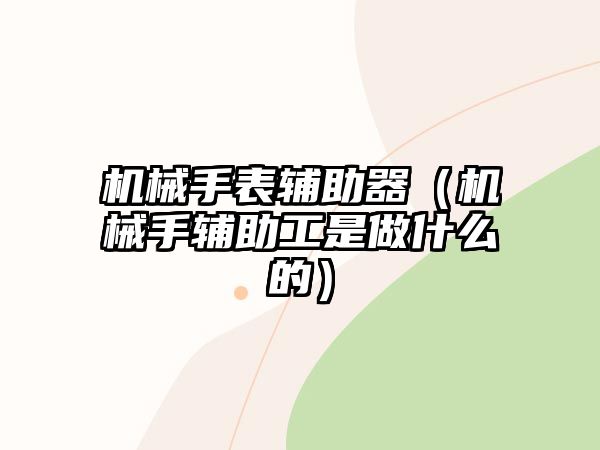 機械手表輔助器（機械手輔助工是做什么的）