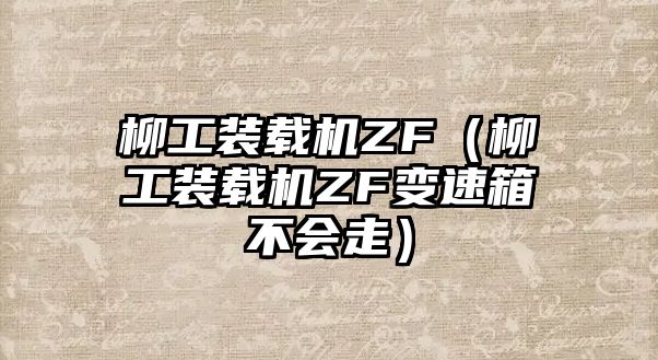 柳工裝載機ZF（柳工裝載機ZF變速箱不會走）