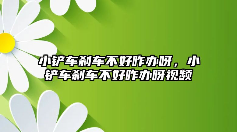 小鏟車剎車不好咋辦呀，小鏟車剎車不好咋辦呀視頻