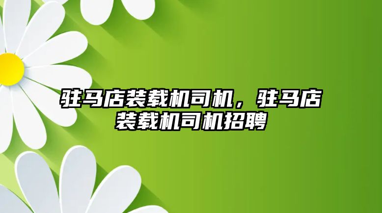 駐馬店裝載機司機，駐馬店裝載機司機招聘