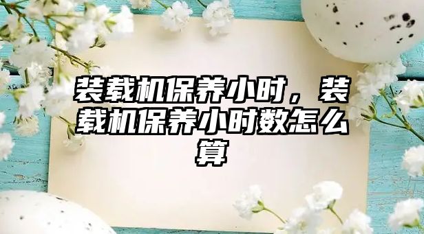 裝載機保養小時，裝載機保養小時數怎么算