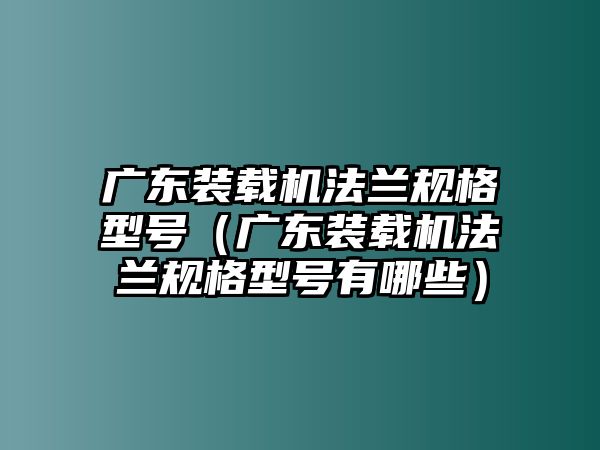 廣東裝載機法蘭規格型號（廣東裝載機法蘭規格型號有哪些）