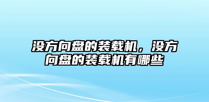 沒方向盤的裝載機，沒方向盤的裝載機有哪些