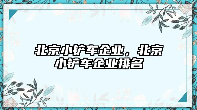 北京小鏟車企業(yè)，北京小鏟車企業(yè)排名