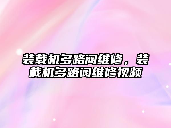 裝載機多路閥維修，裝載機多路閥維修視頻