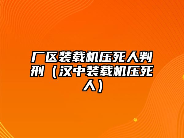 廠區裝載機壓死人判刑（漢中裝載機壓死人）