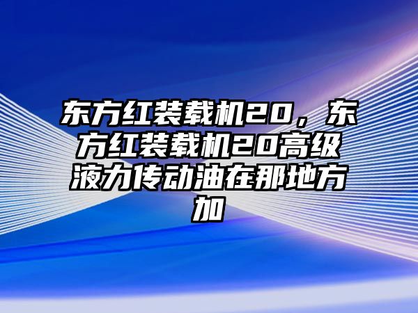 東方紅裝載機20，東方紅裝載機20高級液力傳動油在那地方加