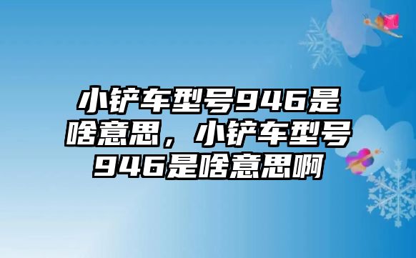 小鏟車型號946是啥意思，小鏟車型號946是啥意思啊