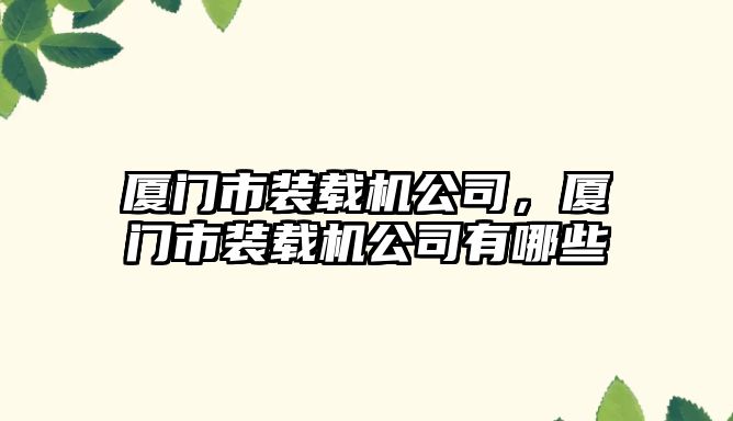 廈門市裝載機公司，廈門市裝載機公司有哪些