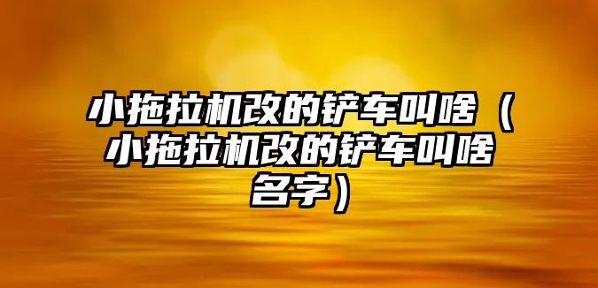 小拖拉機改的鏟車叫啥（小拖拉機改的鏟車叫啥名字）