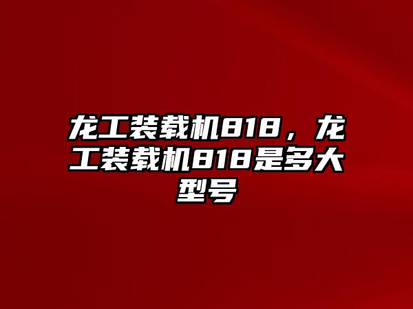 龍工裝載機818，龍工裝載機818是多大型號