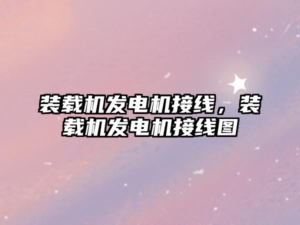 裝載機發電機接線，裝載機發電機接線圖