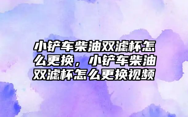 小鏟車柴油雙濾杯怎么更換，小鏟車柴油雙濾杯怎么更換視頻