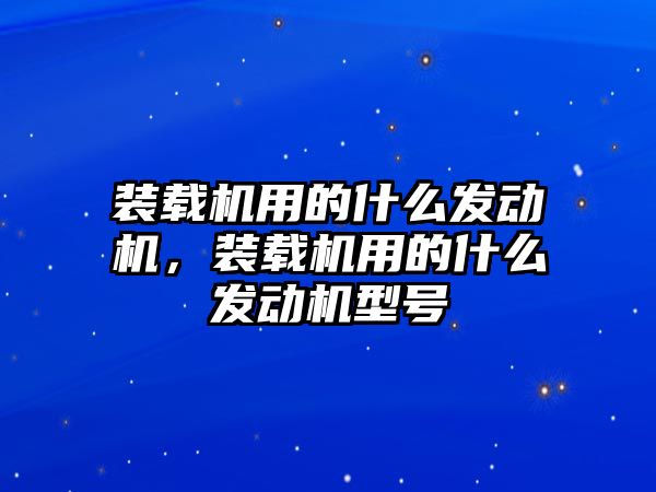 裝載機用的什么發動機，裝載機用的什么發動機型號