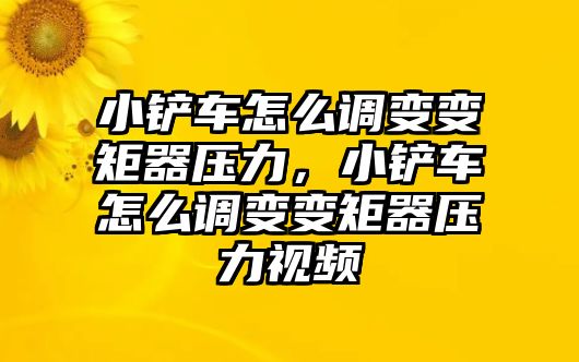 小鏟車怎么調(diào)變變矩器壓力，小鏟車怎么調(diào)變變矩器壓力視頻