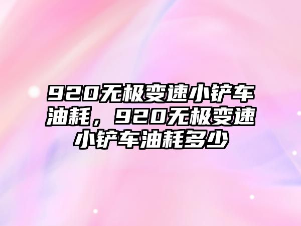 920無極變速小鏟車油耗，920無極變速小鏟車油耗多少