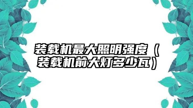 裝載機最大照明強度（裝載機前大燈多少瓦）