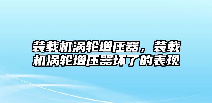 裝載機渦輪增壓器，裝載機渦輪增壓器壞了的表現