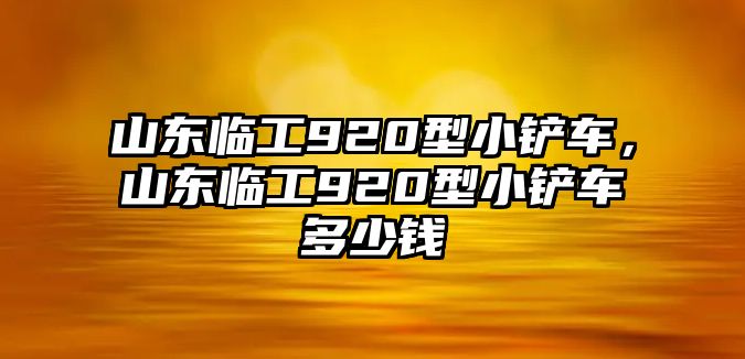 山東臨工920型小鏟車，山東臨工920型小鏟車多少錢