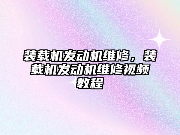 裝載機發動機維修，裝載機發動機維修視頻教程