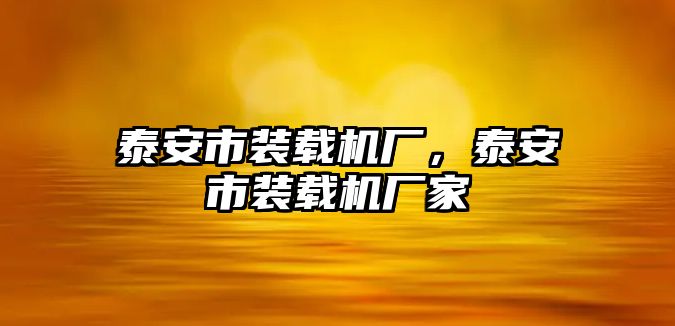 泰安市裝載機廠，泰安市裝載機廠家