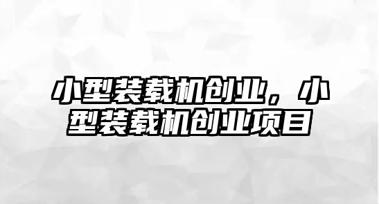 小型裝載機創業，小型裝載機創業項目