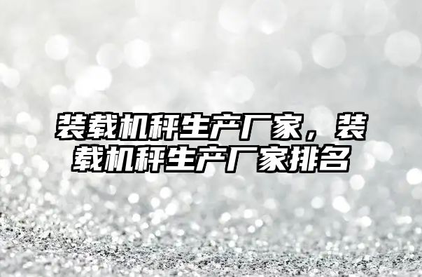 裝載機秤生產廠家，裝載機秤生產廠家排名