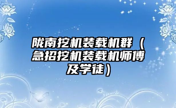 隴南挖機裝載機群（急招挖機裝載機師傅及學徒）