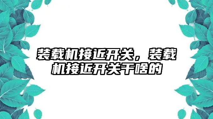 裝載機接近開關，裝載機接近開關干啥的