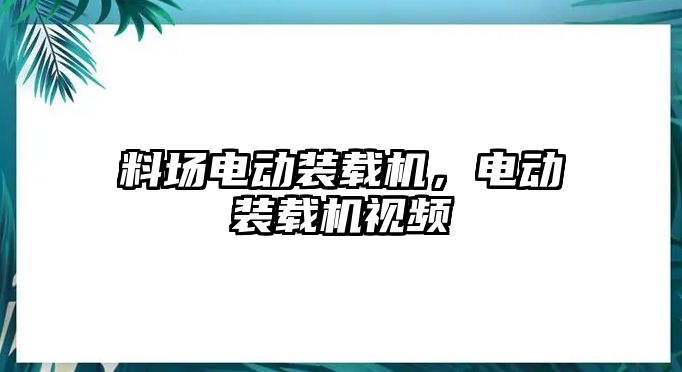 料場電動裝載機，電動裝載機視頻