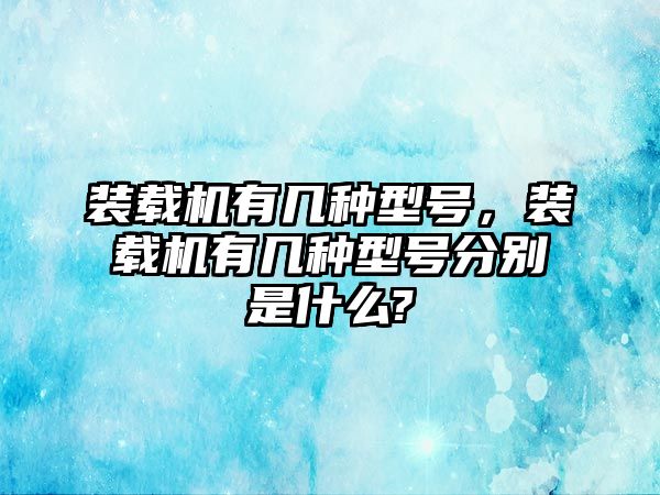 裝載機有幾種型號，裝載機有幾種型號分別是什么?