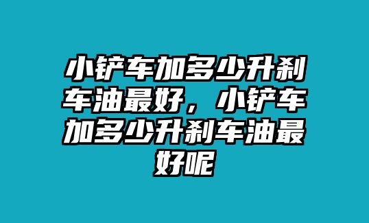 小鏟車加多少升剎車油最好，小鏟車加多少升剎車油最好呢