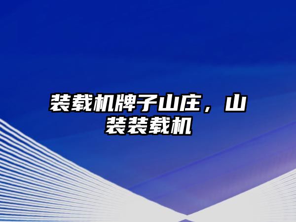 裝載機牌子山莊，山裝裝載機