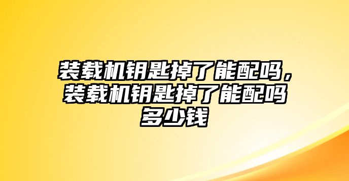 裝載機鑰匙掉了能配嗎，裝載機鑰匙掉了能配嗎多少錢