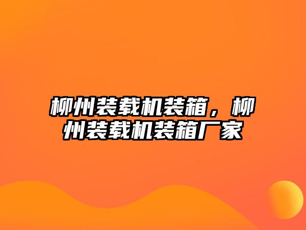 柳州裝載機裝箱，柳州裝載機裝箱廠家