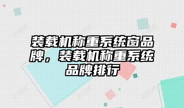 裝載機稱重系統窗品牌，裝載機稱重系統品牌排行