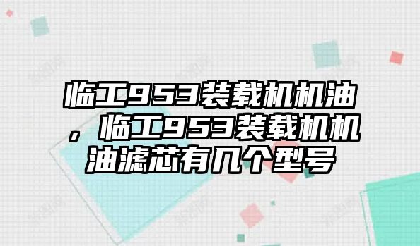 臨工953裝載機機油，臨工953裝載機機油濾芯有幾個型號