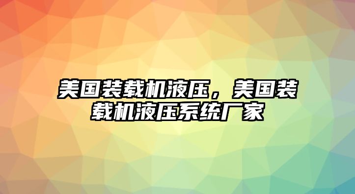 美國裝載機液壓，美國裝載機液壓系統廠家