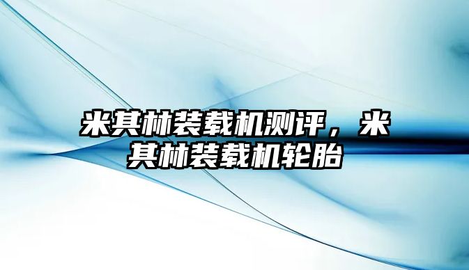 米其林裝載機測評，米其林裝載機輪胎