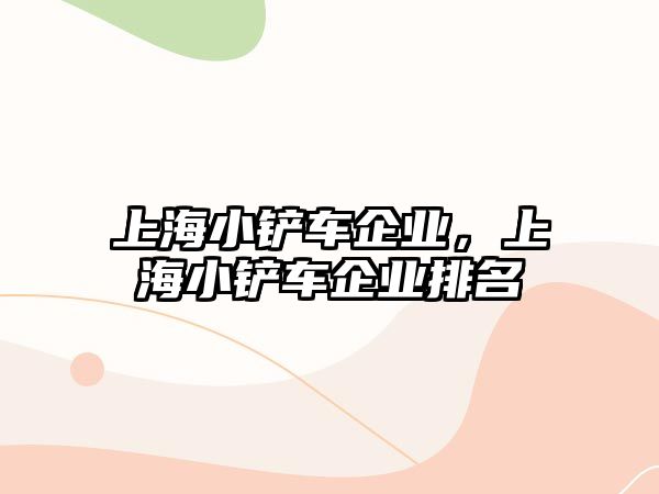 上海小鏟車企業(yè)，上海小鏟車企業(yè)排名