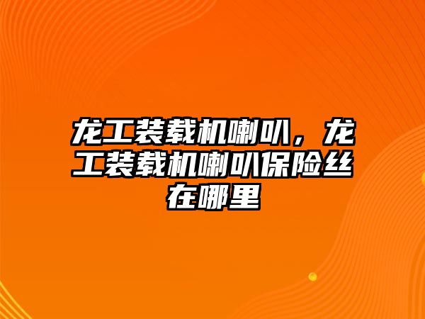 龍工裝載機(jī)喇叭，龍工裝載機(jī)喇叭保險(xiǎn)絲在哪里