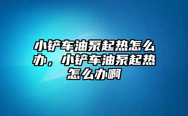 小鏟車油泵起熱怎么辦，小鏟車油泵起熱怎么辦啊