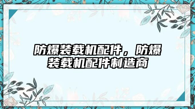 防爆裝載機(jī)配件，防爆裝載機(jī)配件制造商