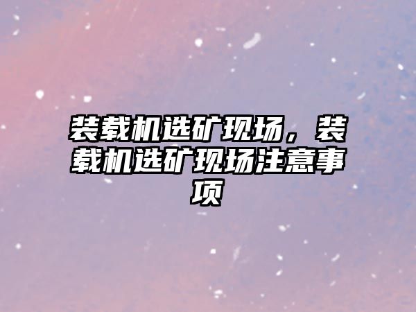 裝載機選礦現場，裝載機選礦現場注意事項