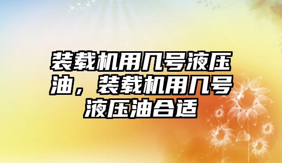 裝載機用幾號液壓油，裝載機用幾號液壓油合適