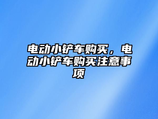 電動小鏟車購買，電動小鏟車購買注意事項