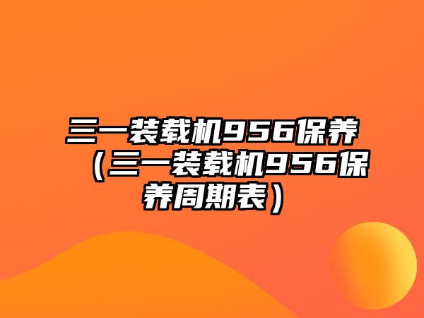 三一裝載機(jī)956保養(yǎng)（三一裝載機(jī)956保養(yǎng)周期表）