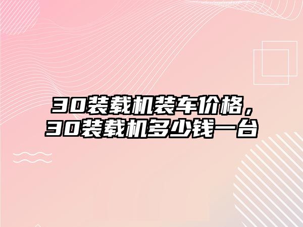 30裝載機裝車價格，30裝載機多少錢一臺