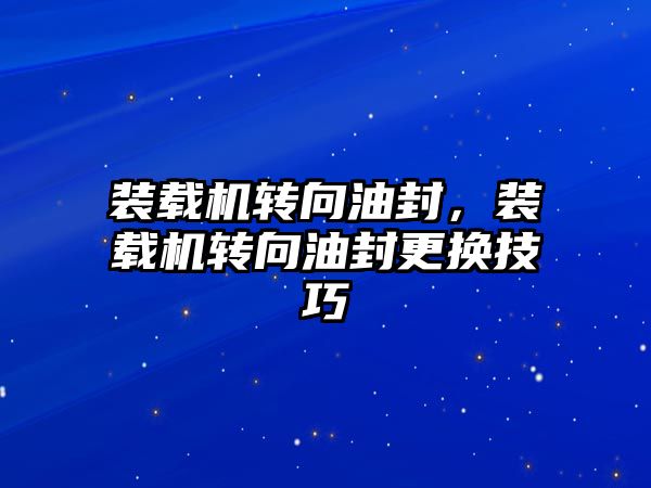 裝載機轉向油封，裝載機轉向油封更換技巧